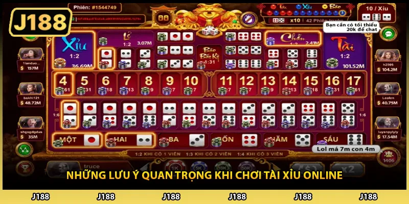 Những lưu ý quan trọng khi chơi tài xỉu online